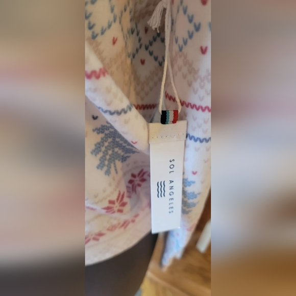 SOL ANGELES SOFT LONG SLEEVE LOUNGE TOP CREAM RED BLUE L - Picture 4 of 8